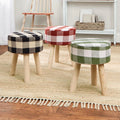 Runder Hocker mit Karostoffbezug